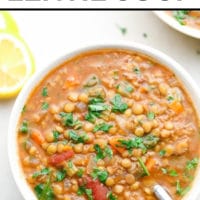 pinterest image with text of soup