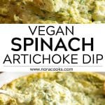 pinterest collage of vegan spinach artichoke dip