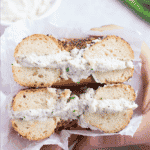 vegan cream cheese in a bagel