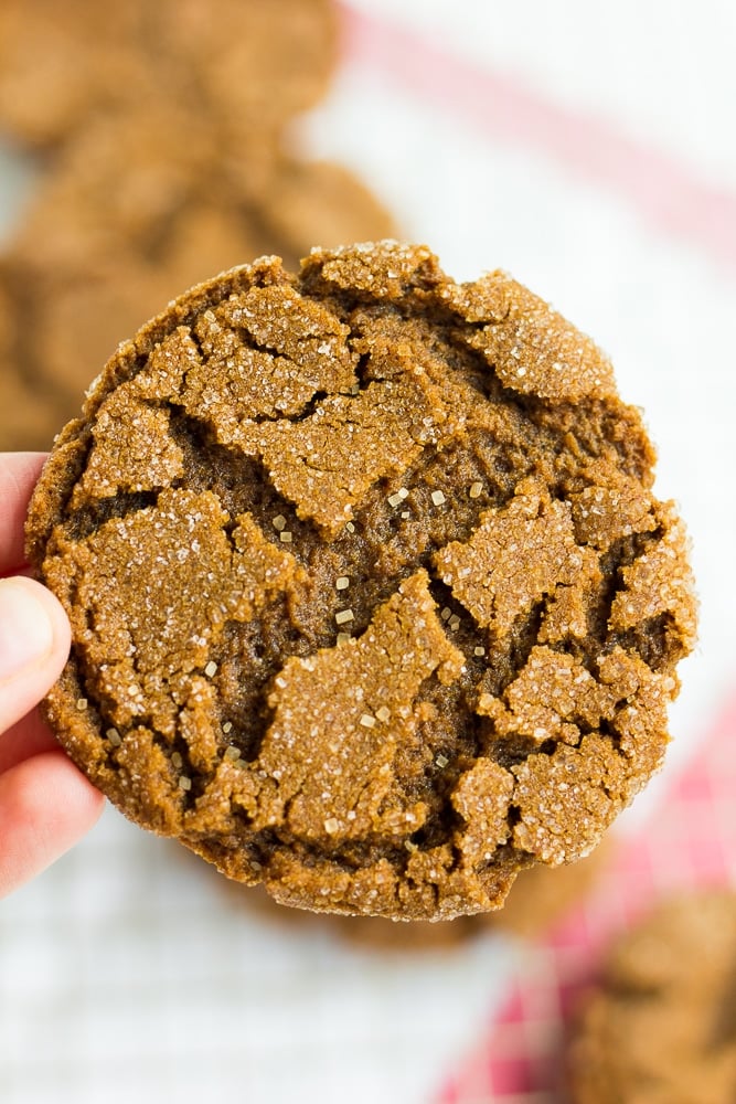 hand holding vegan ginger cookies