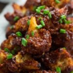 close up of bbq cauliflower wings