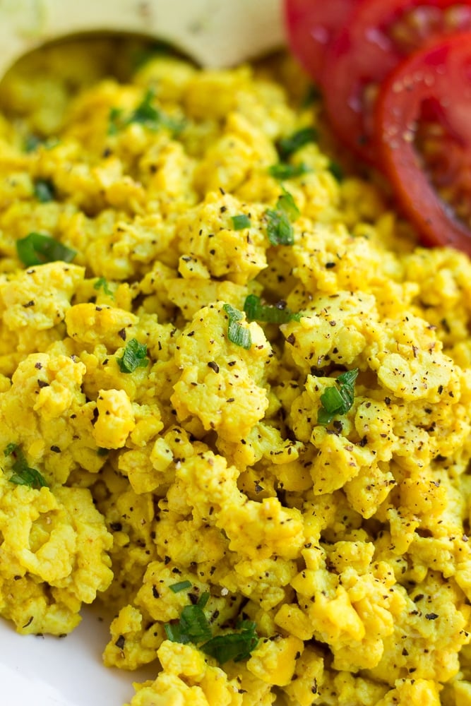 close up of tofu scramble