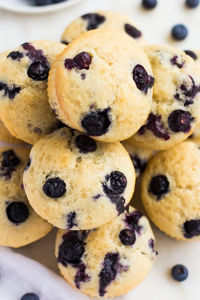 lots of vegan blueberry muffins on top of each other