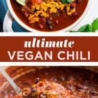 pinterest collage with text of chili that is vegan