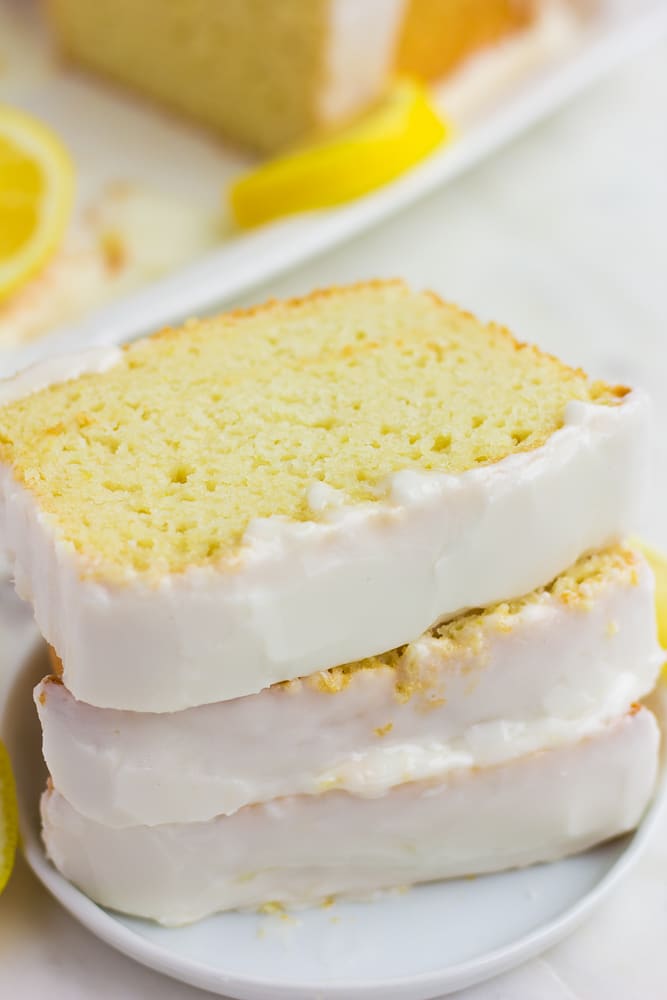 stack of lemon loaf slices