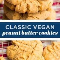 Pinterest collage with text of peanut butter cookies that are vegan