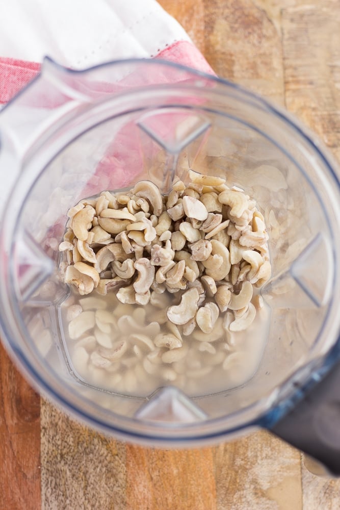 ingredients for vegan mayo in a blender, before blending.