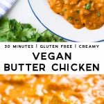 Pinterest collage of vegan butter chicken.