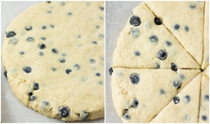 collage showing how to make vegan blueberry scones