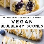pinterest collage of vegan blueberry scones with text