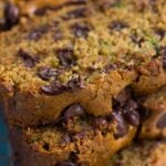 super close up shot of zucchini loaf from top.