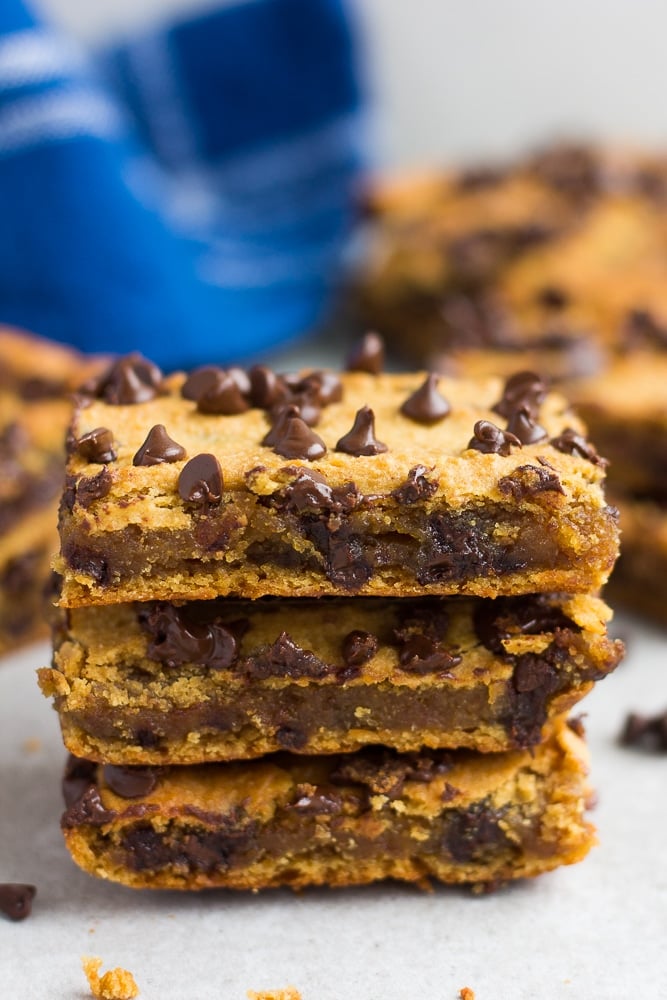 stack of 3 chickpea blondies