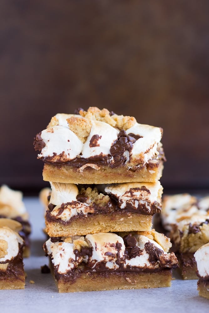 stack of 3 vegan smores bars.