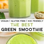 pinterest image with text for green smoothie.