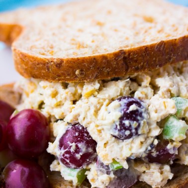 sandwich filled with chicken salad