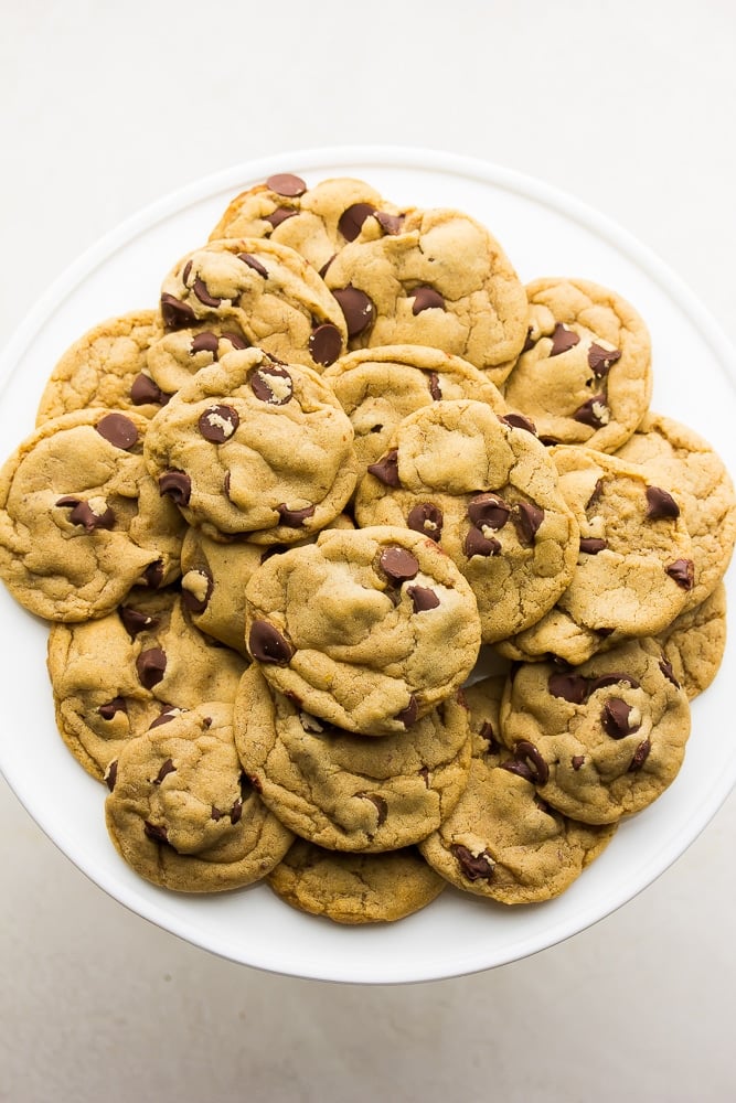 plate of chocolate chip cookies