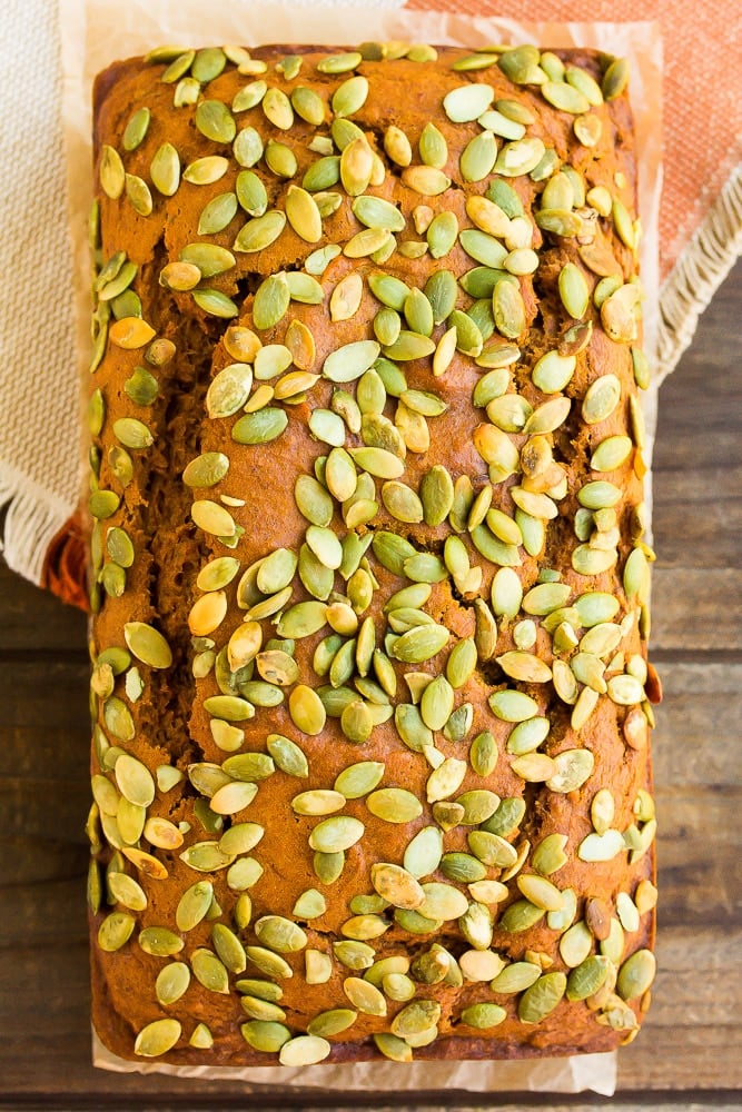 whole loaf, unsliced with pumpkin seeds on top