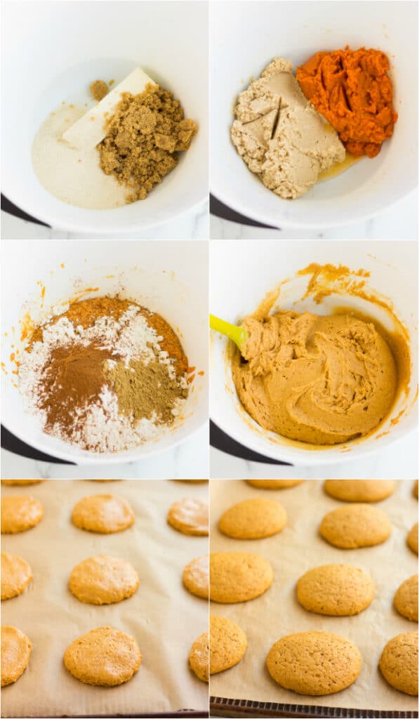 collage of how to make vegan pumpkin cookies