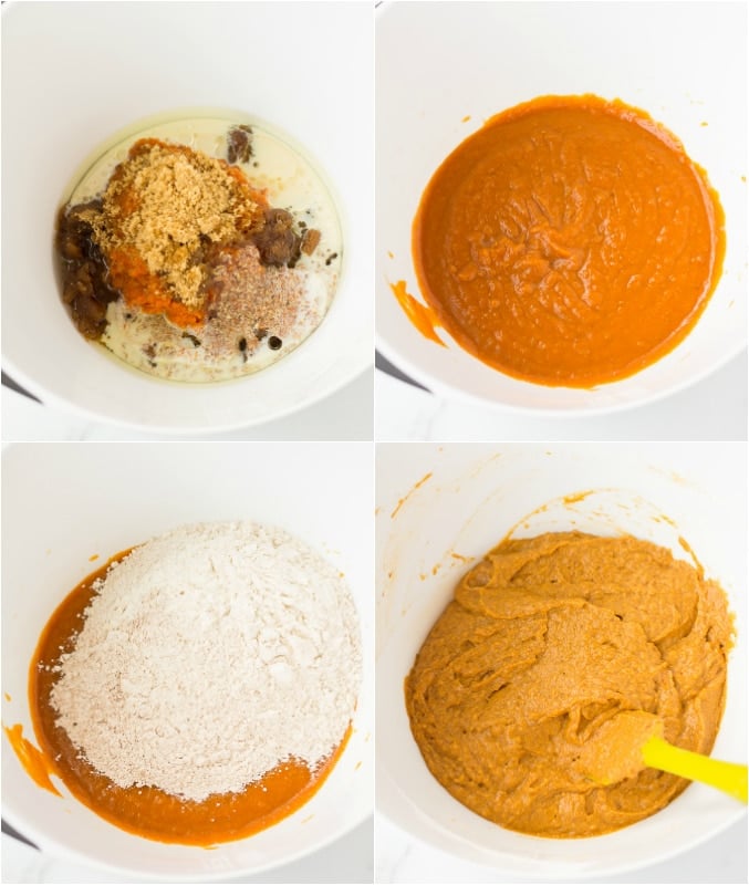 collage showing how to make vegan pumpkin bread