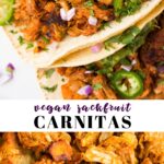 Pinterest collage of jackfruit carnitas with text