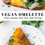Pinterest collage of vegan omelette with text