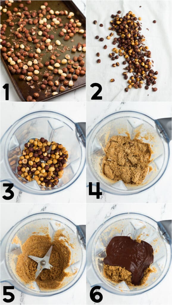 collage of how to make nutella in a blender