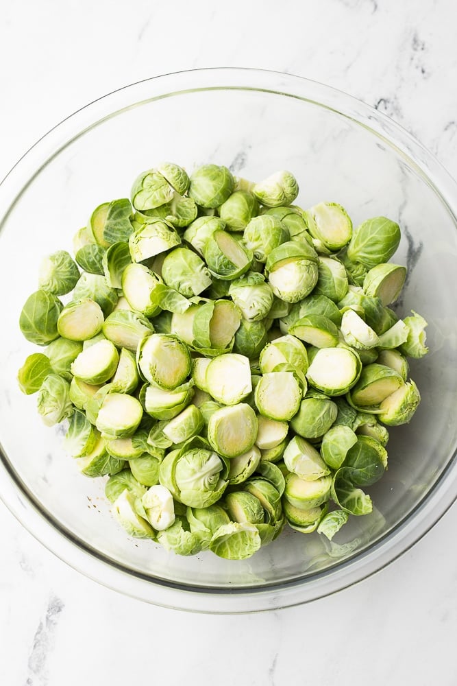 bowl of uncooked brussels sprouts