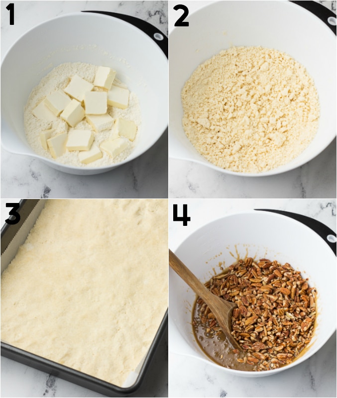 collage of how to make shortbread crust