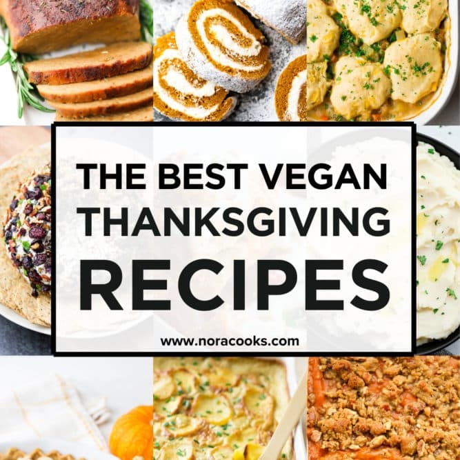 square image with text vegan thanksgiving