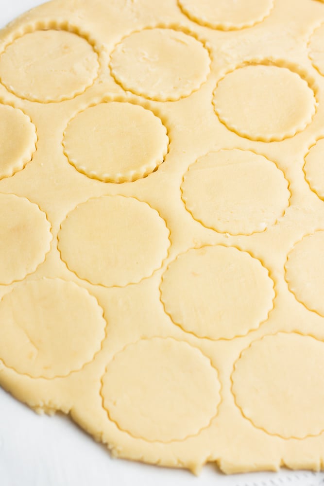 shortbread cookies being cut out