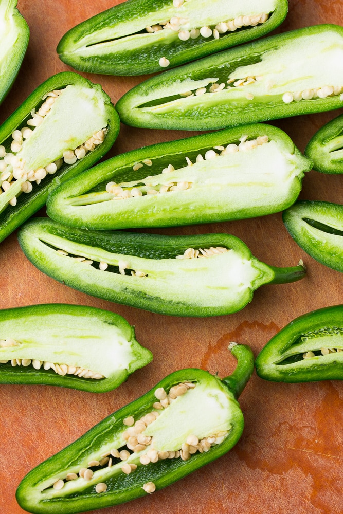 cut in half jalapeno peppers