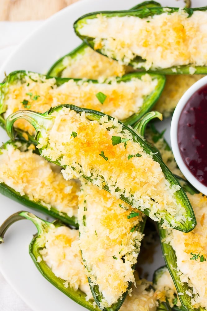 jalapeno poppers with red jam for dipping