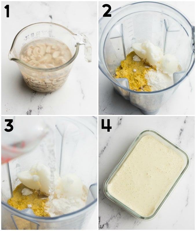 collage of how to make vegan mozzarella 