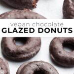 pinterest collage of vegan chocolate glazed donuts