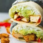 square image of vegan chikn burritos