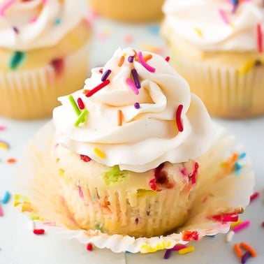 square image of a cupcake with sprinkles