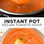 Pinterest collage with text of tomato soup