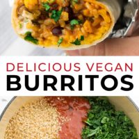 pinterest collage of vegan burritos with text