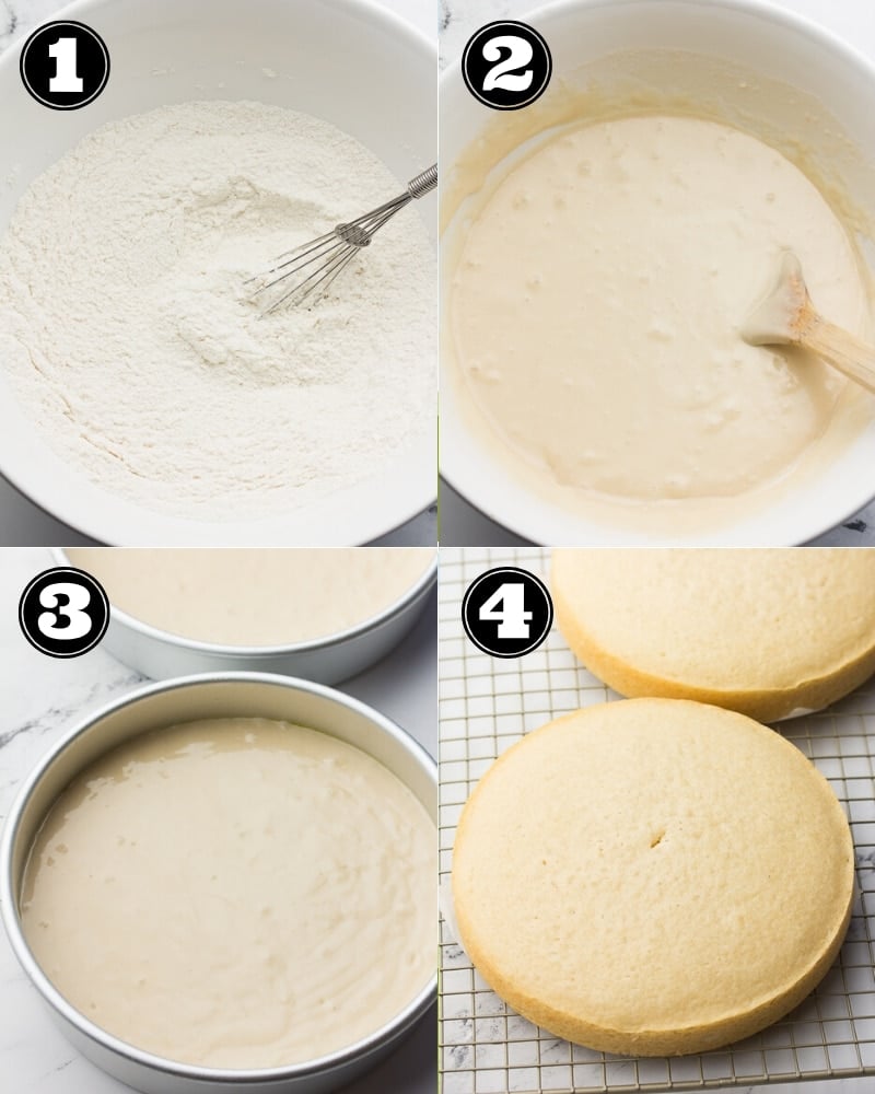 collage of how to make vegan coconut cake