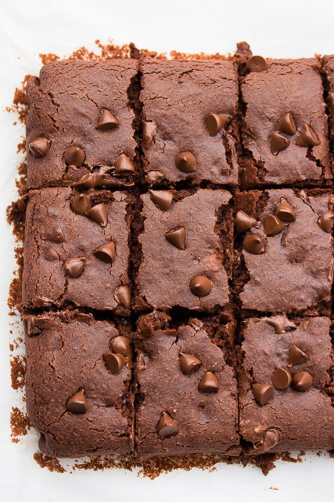 cut brownies white background