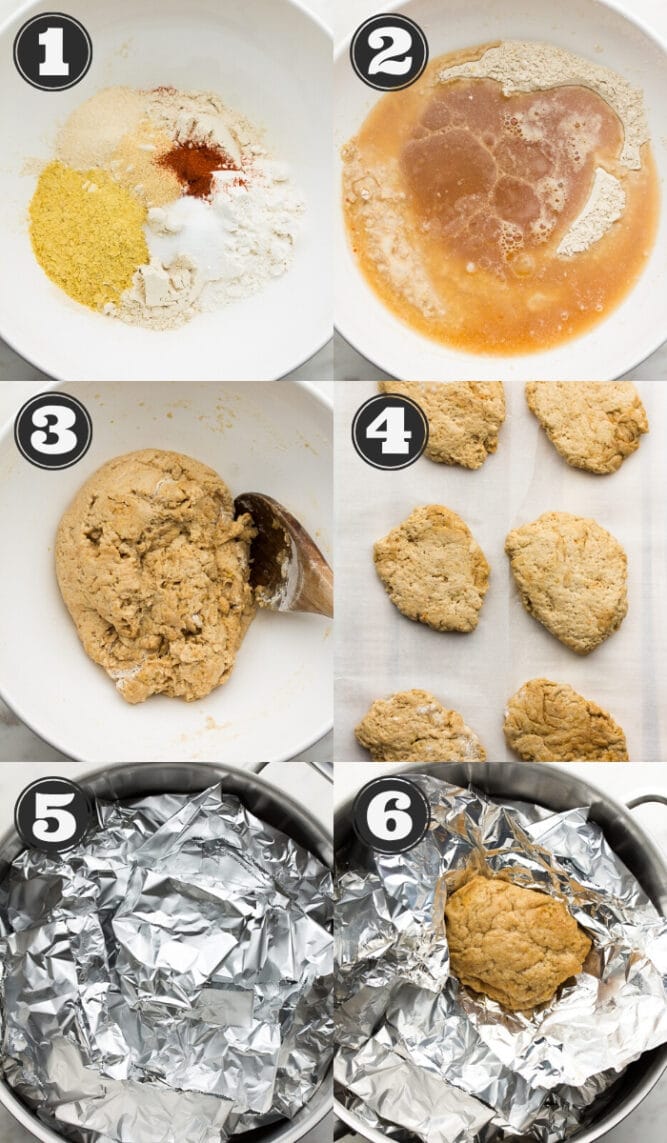 collage of how to make seitan chicken