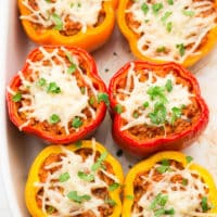 square featured image of 6 peppers with stuffing, cooked