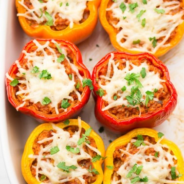 square featured image of 6 peppers with stuffing, cooked