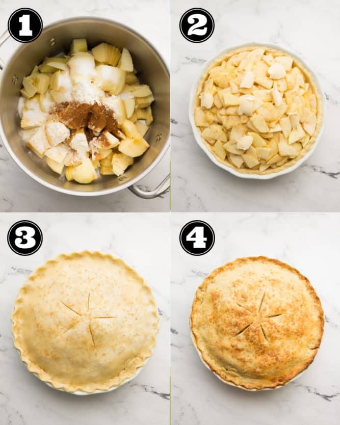 collage of how to make apple pie step by step