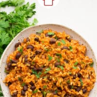 Pinterest collage with text of rice and beans