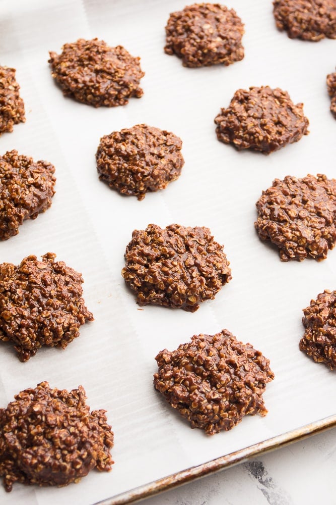 Cookies on a parchment lined baking sheet