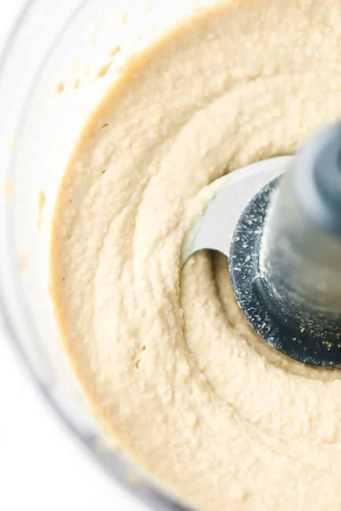 creamy hummus in a food processor, blended 