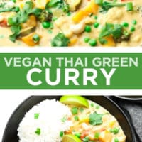 pinterest collage with text of green curry