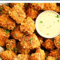 Pinterest collage with text of vegan chicken nuggets