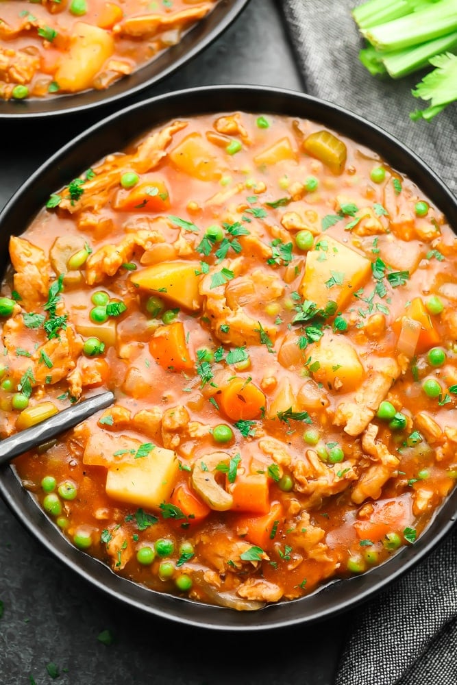 close up bowl of stew